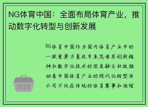 NG体育中国：全面布局体育产业，推动数字化转型与创新发展